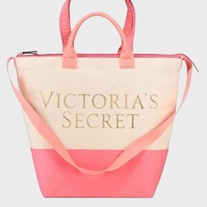 Victoria Secret Pink Stripe Beach Tote Cooler Bag 2 in 1 Large